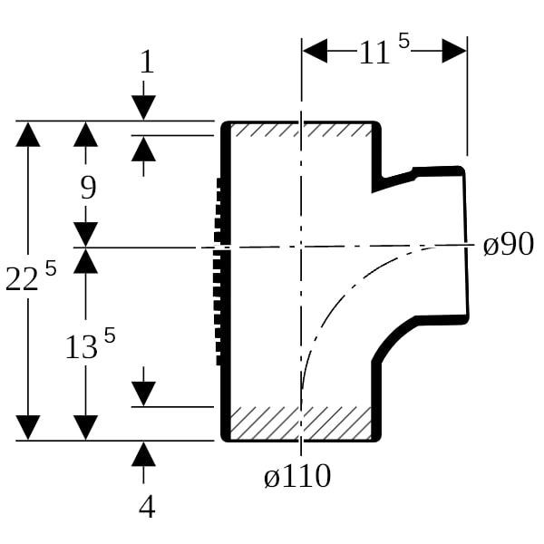 Geberit Silent-db20 Bogenabzweig 88,5Gr d110/90