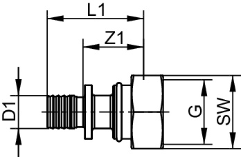 TECEflex Eurokonusverschraubung 3/4" Dim. 16 mit Flex Pressans. Stand. Mess.