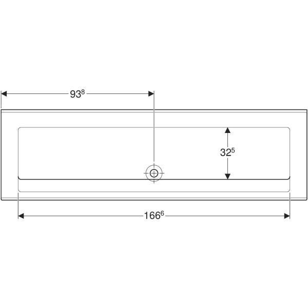 Geberit Publica Waschrinne, 187,6x20,5x55,5cm ohne Hahnloch, ohen Überlauf, weiß