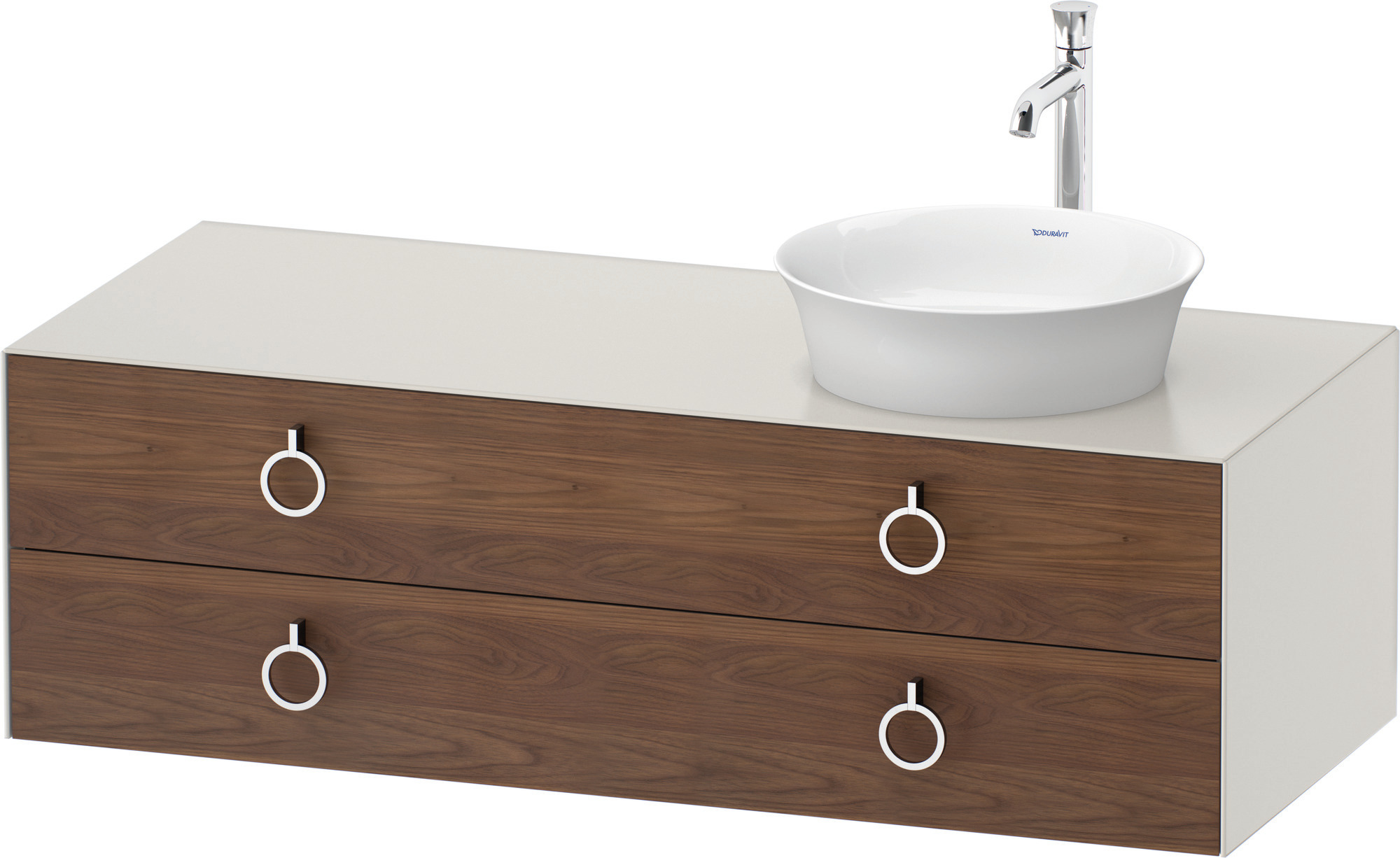 Duravit WTU wandh.White Tulip,2Schk.,m.Griff Aus.r,408x1300x550,A.Nussb.M./N.Weiß Sd