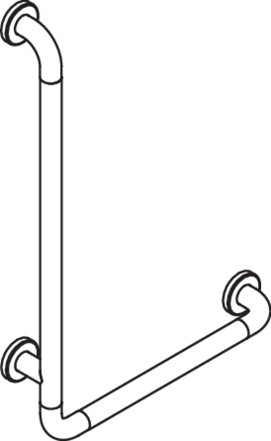 HEWI Winkelgriff Ser 801, d:33, AM:750mm, W:500mm tiefschwarz