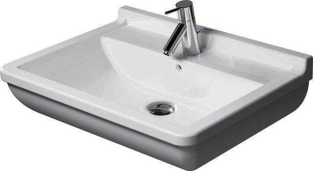 DU Waschtisch Starck 3 650 mm mit ÜL, mit HLB, 1 HL, weiß WonderGliss