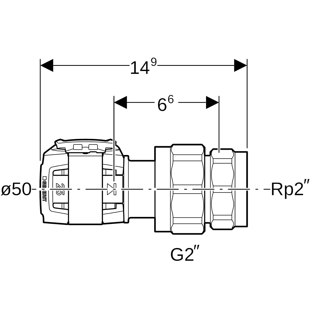 Geberit FlowFit Übergangsverschraubung mit IG SiBr d50-R2