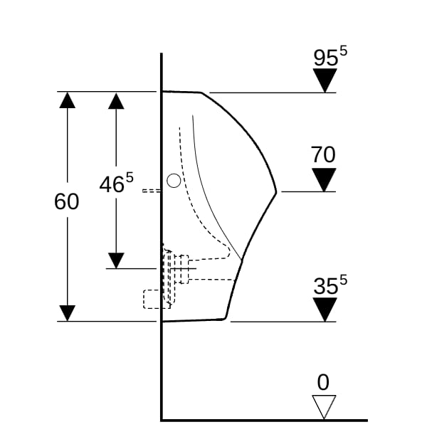 Geberit Renova Urinal Trigonal Zul. oben, Abg. hi. od. unten, weiß