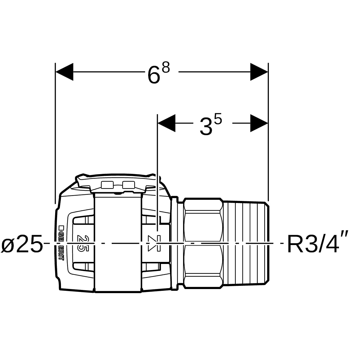 Geberit FlowFit Übergang mit Aussengewinde SiBr d25-R3/4