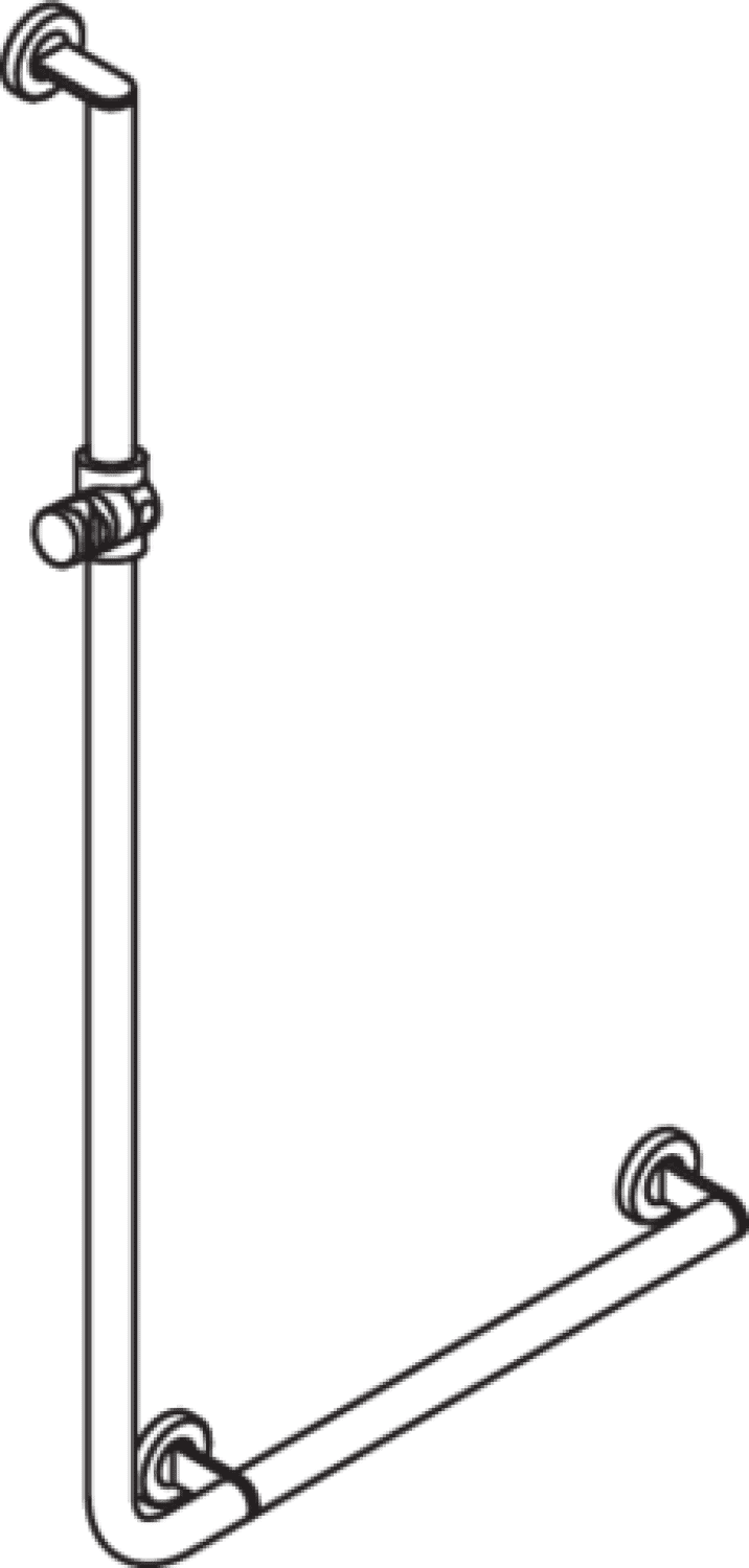 HEWI Winkelgriff m.Br.H.,d:32, A1:1250, W1:600,re,chr,Brh.Kst. signalweiß