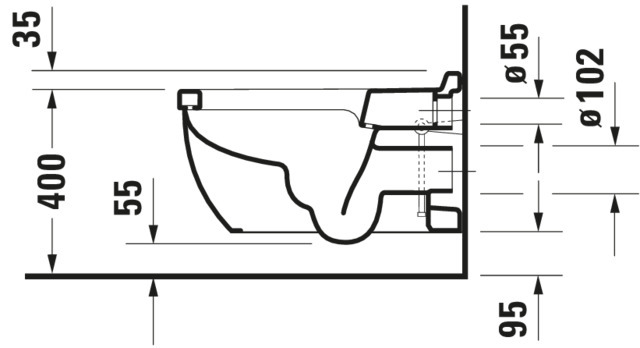Duravit Wand-WC Starck 3 620 mm Tiefspüler, Durafix, weiß, HYG