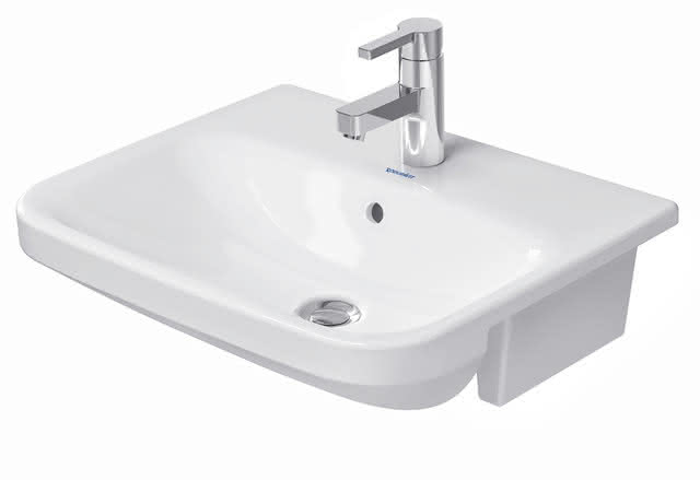 DU Halbeinbauwaschtisch DuraStyle 550 mm mit ÜL, mit HLB, 1 HL, weiß