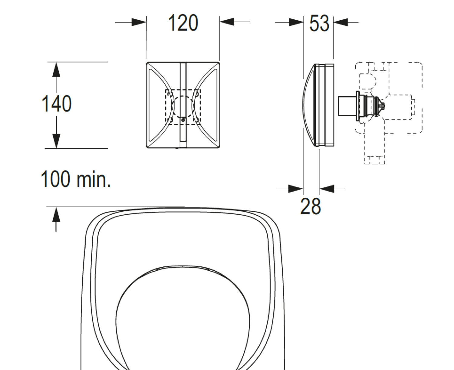 CONTI+ lino el. IR Urinalarm. Batt. UP Chrom/Weiß Click U55