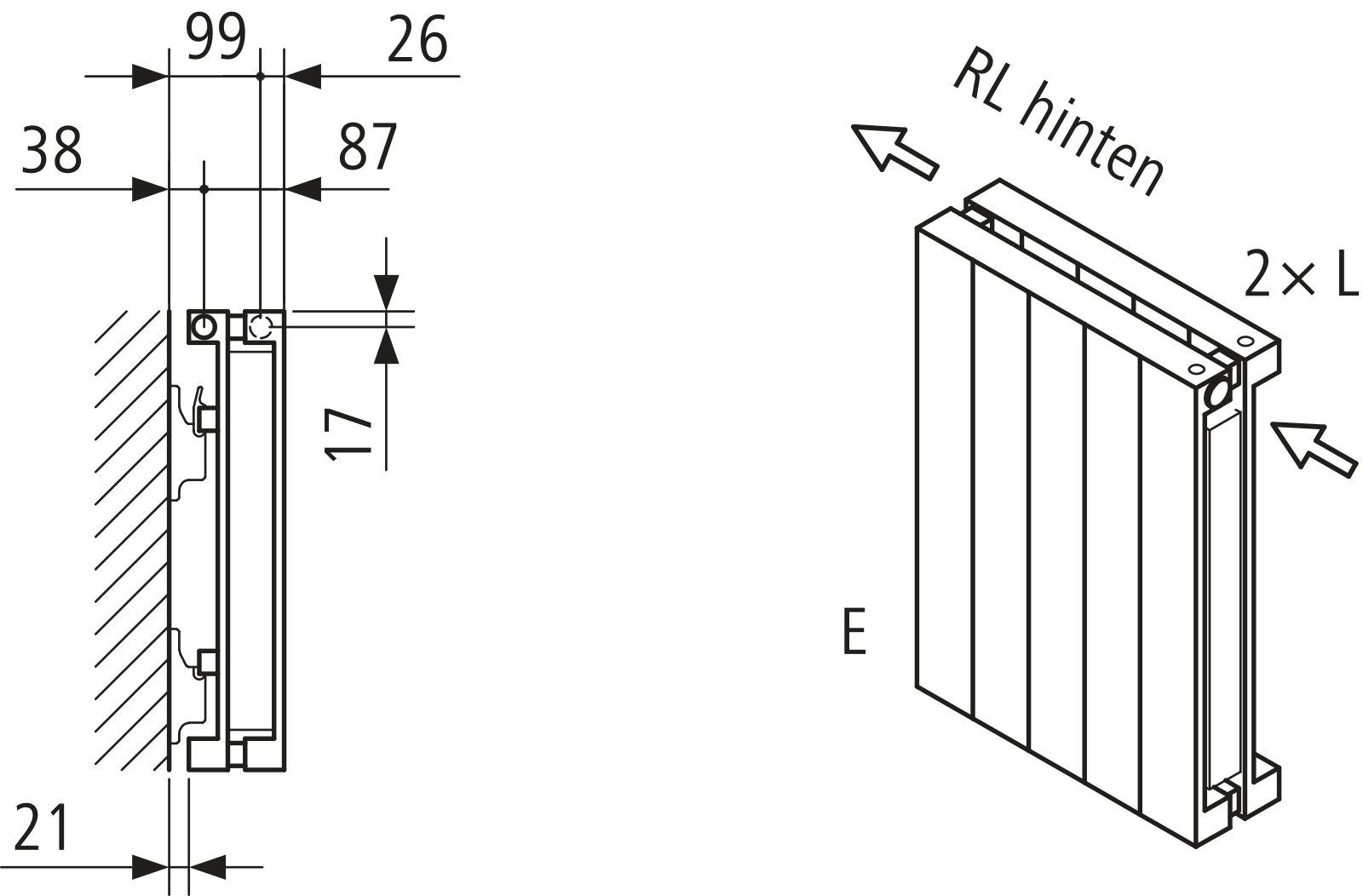 Kermi Heizwand HVN Typ20 BH1800x104x560 QN1530, RAL9016, 6 bar, ANB12