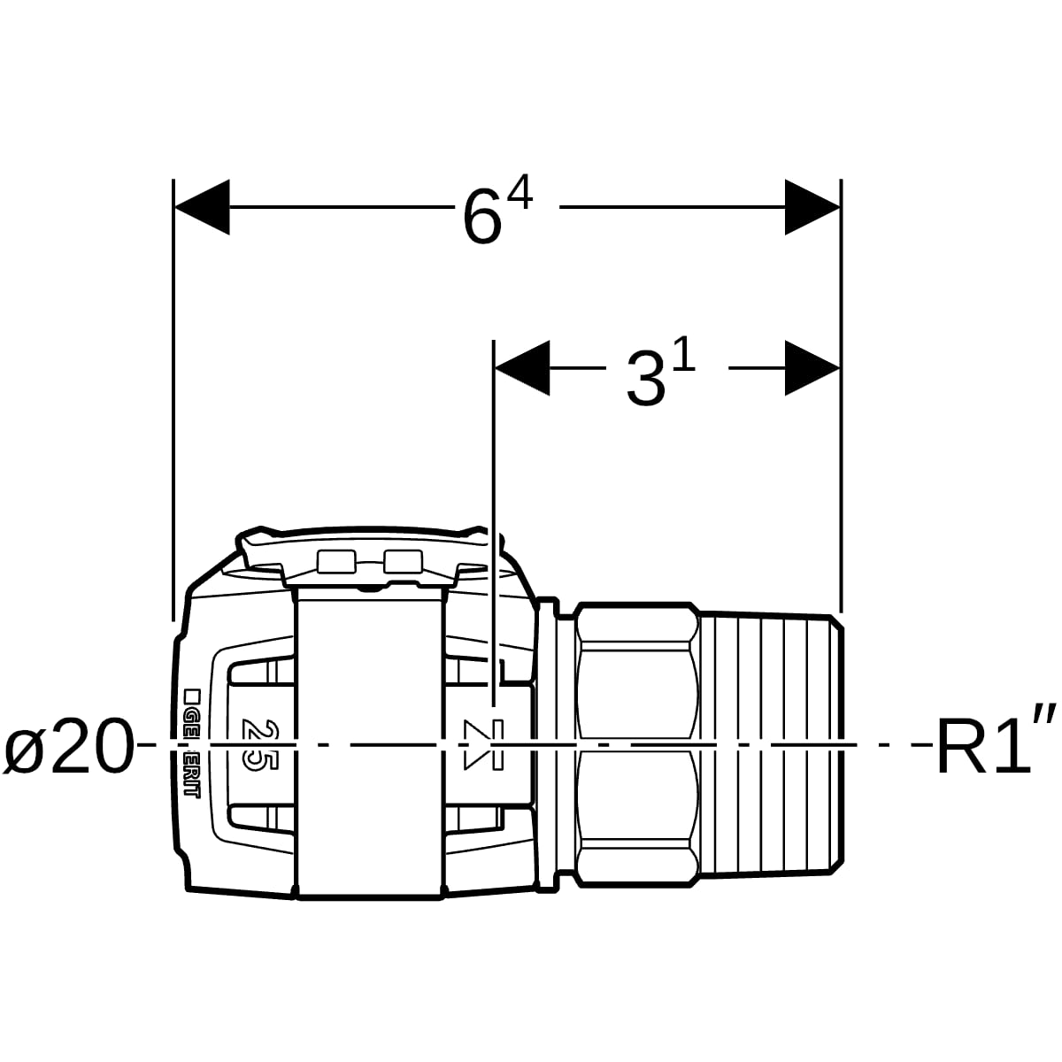 Geberit FlowFit Übergang mit Aussengewinde SiBr d20-R1