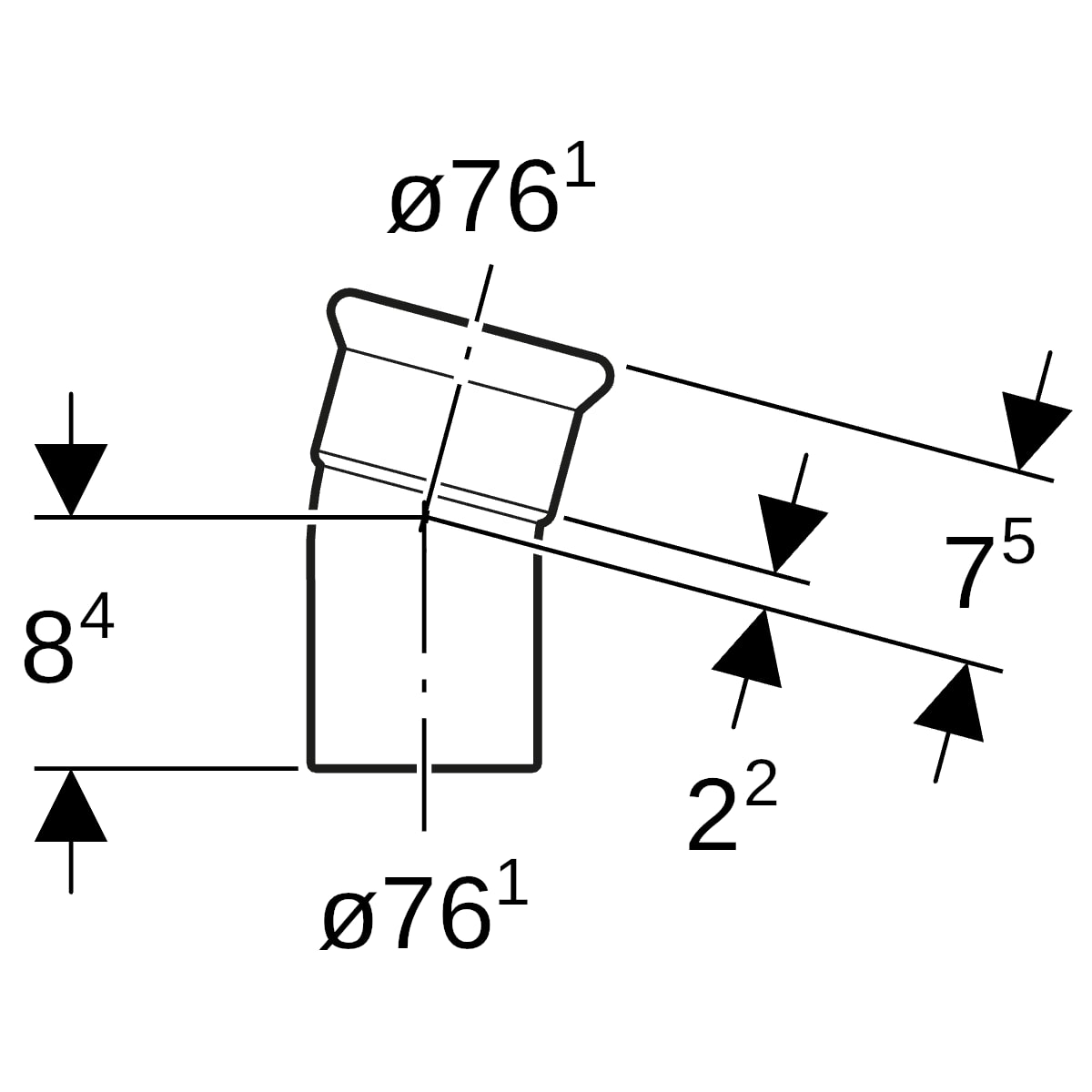 Geberit Mapress Edelstahl Bogen 15Gr d76,1 mit Einschubende