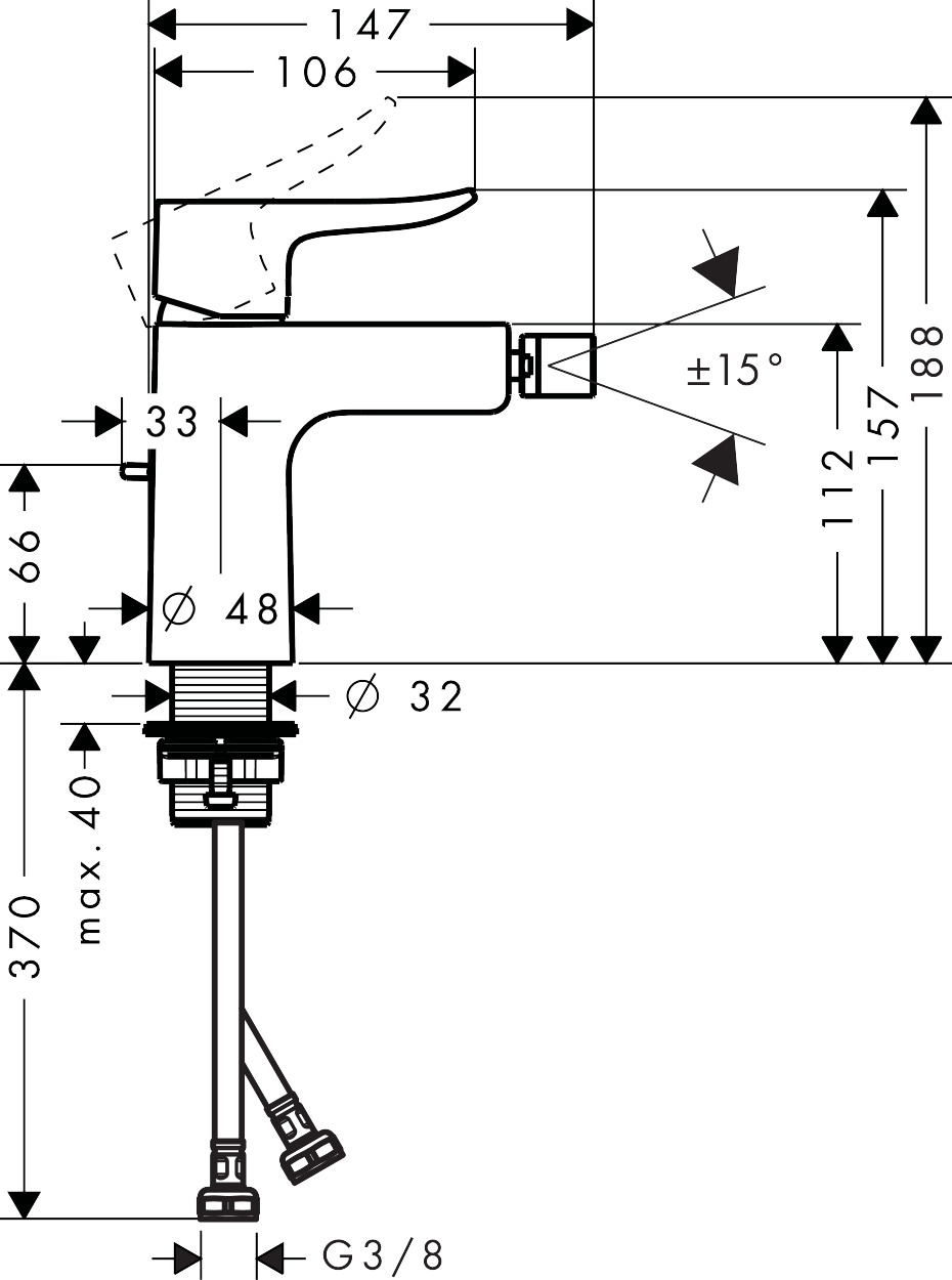 Hansgrohe Bidetmischer Metris chrom 