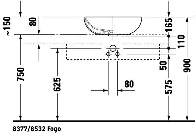 DU ASB Design Classics Foster 495 mm, mit ÜL ohne HLB, weiß