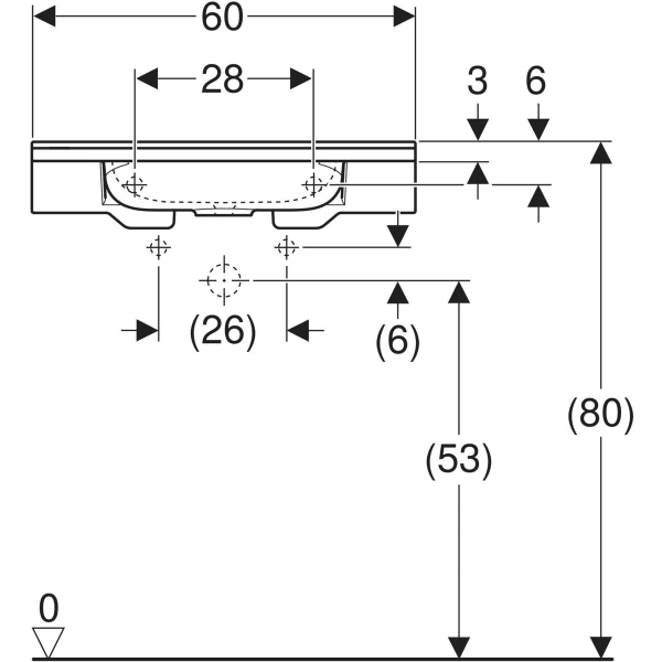 Geberit Publica WT, rundes Design 60x55cm, m. Hl., o. Ül., weiß