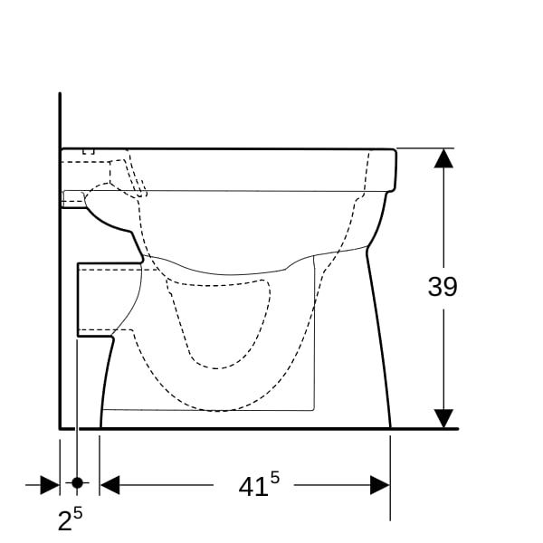 Geberit Renova Stand-WC Flachspüler Abg. horizontal, Rimfree, weiß, KeraTect