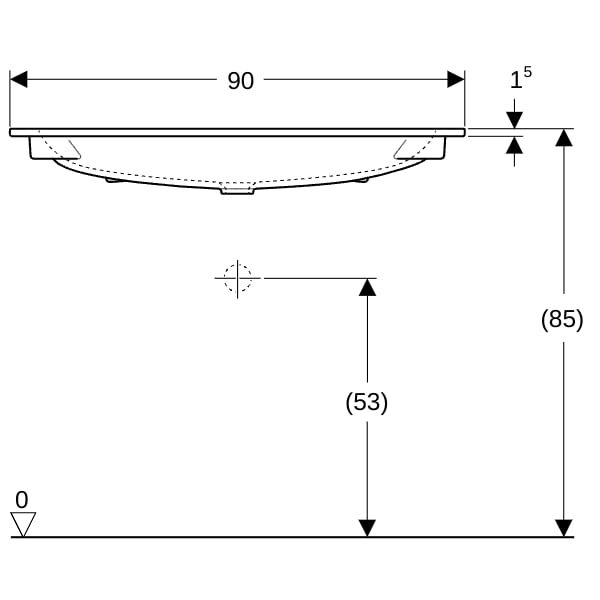 Geberit iCon Möbelwaschtisch 90x48cm ohne Hahnloch, ohne Überlauf, weiß