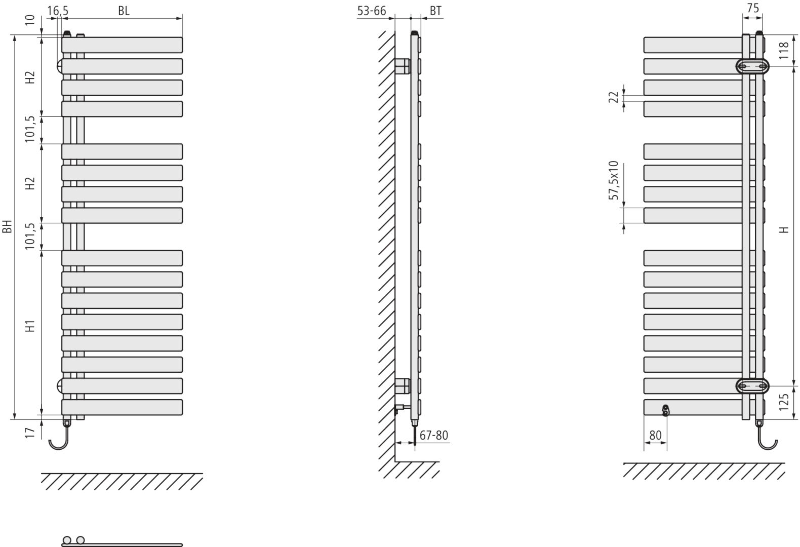 Kermi Credo Half flat-E BH1436x37x600mm P=800W,RAL9016 SG, WWS weiß, rechts