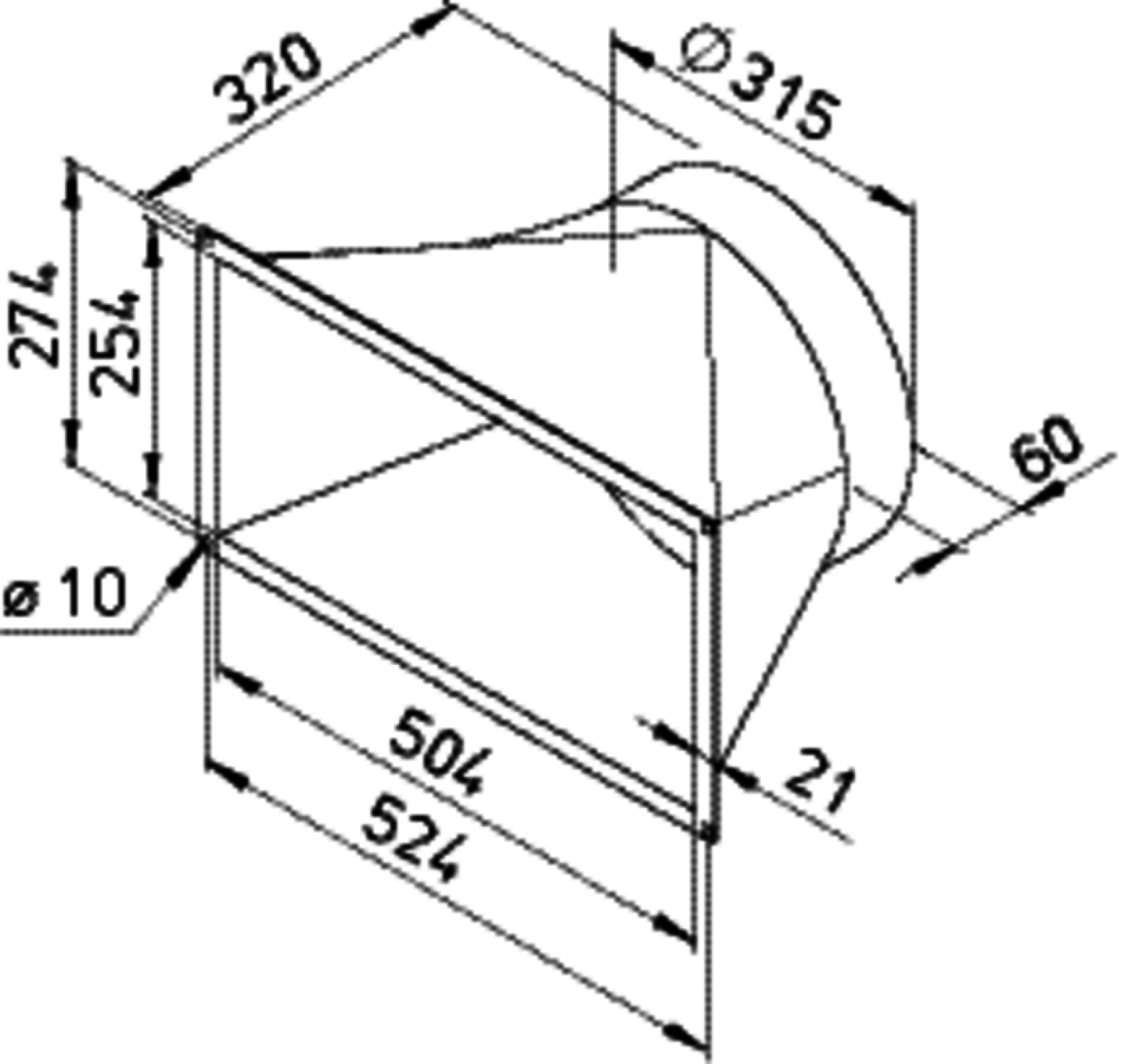 Helios KWL-ÜS 1400 D Übergangsstück sym. f. KWL1400D von Rechteck auf DN 315