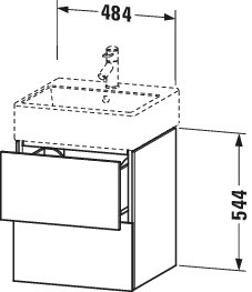 DU WTU L-Cube 544x484x459mm 2 Schubkästen, Weiß Hochglanz