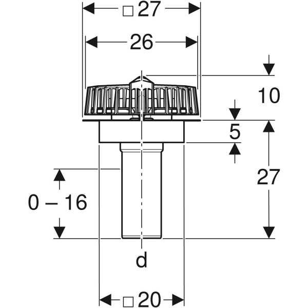 Geberit Pluvia Dachwassereinlauf m. Anschlussblech für Rinnen, d90, 25l/s