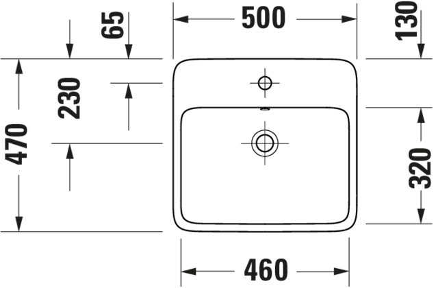 Duravit Qatego Aufsatzbecken 500mm, geschl. mit HLB, HL 1, mit ÜL, Weiß HG, HYG