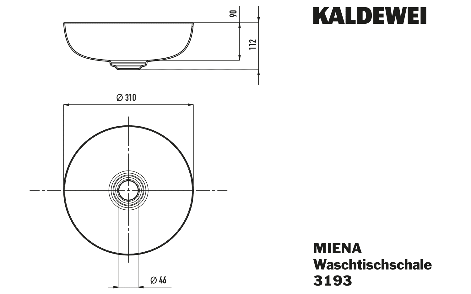 KA WB MIENA WASCHTISCH-SCHALE Mod.3193,d :310mm,alpinweiß,Perl-Effekt,oÜL