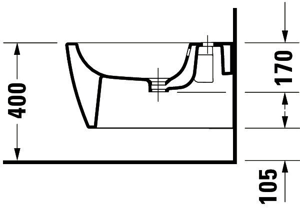 DU Wand-Bidet ME by Starck 570 mm m.ÜL, m.HLB, 1 HL, Durafix, weiß WG