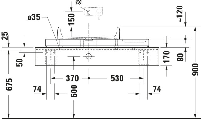 Duravit Qatego WT m. Kons.Weiß hgl/Marm.pol. 410x1000x200mm