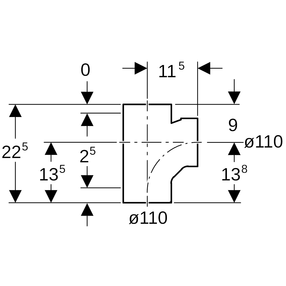 Geberit PE Bogenabzweig 88,5Gr d110/110