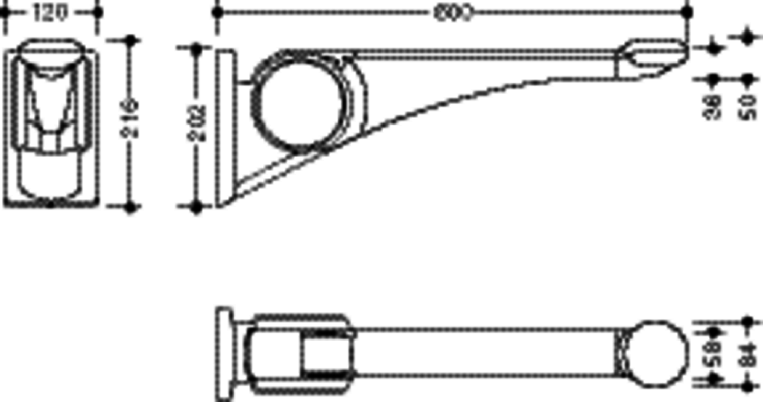 HEWI Stützklappgriff Premium,600 mm weiß hochgl.- weiß matt