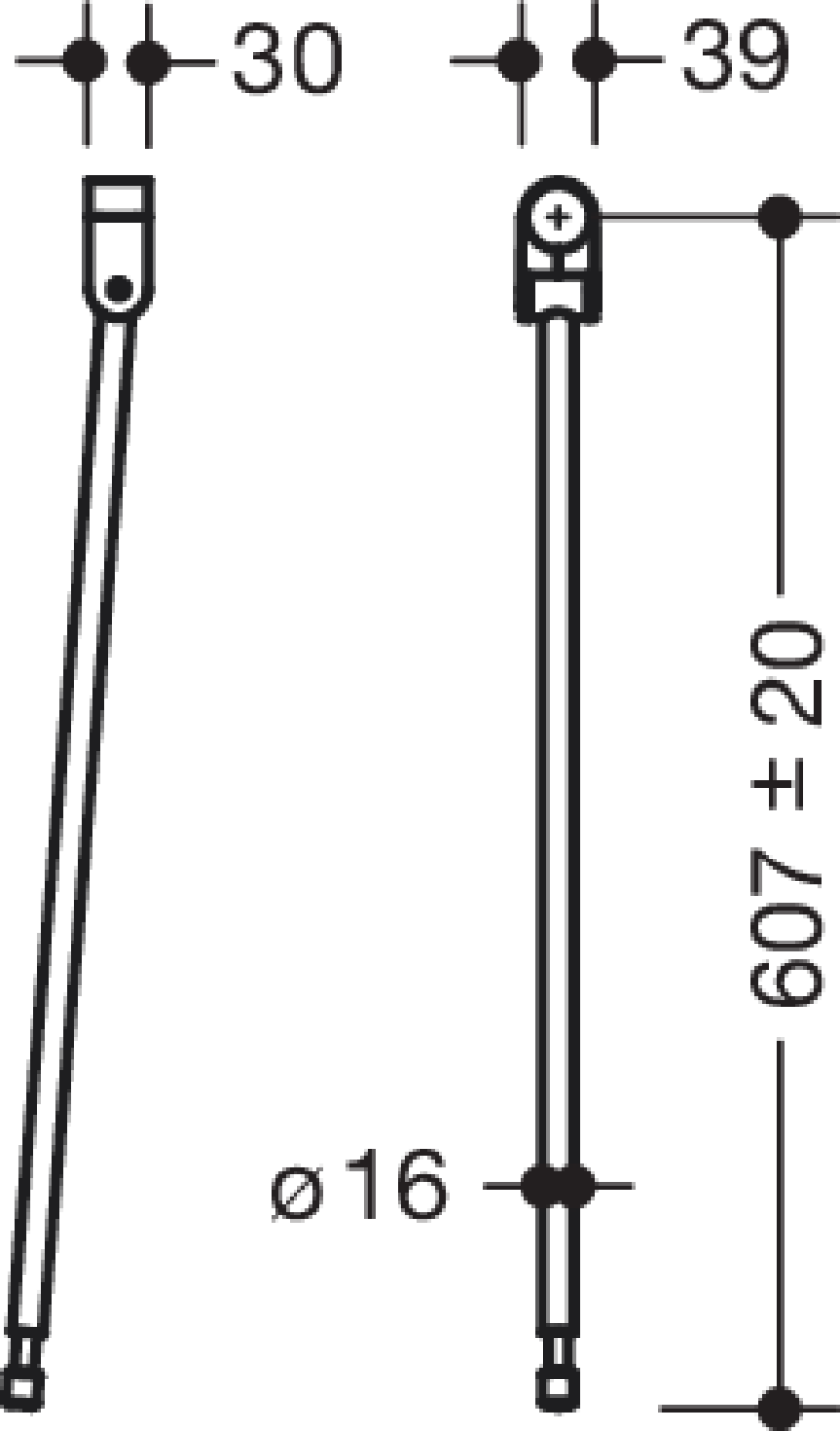 HEWI Bodenstütze f.SK-Griffe 805.50., L:607mm, Edst., Anb. farbig anthrazitgr