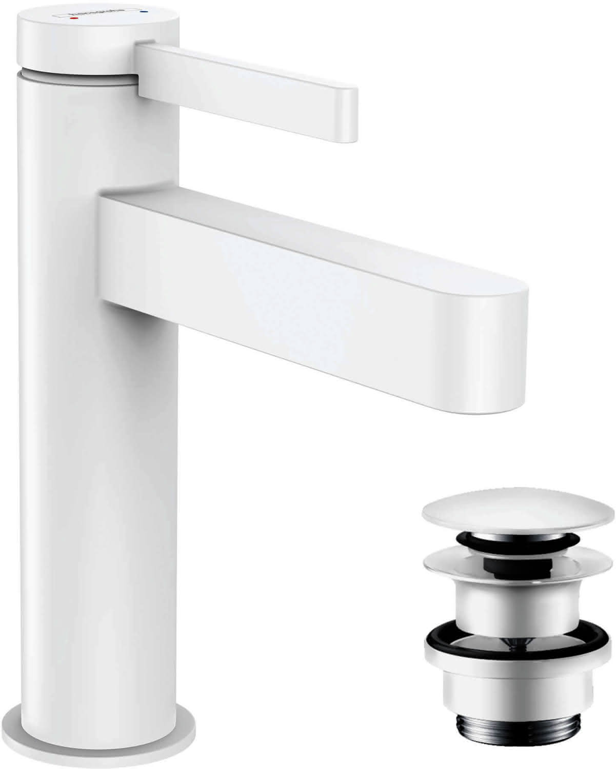 Hansgrohe Waschtischmischer 110 Finoris mit Push-Open Ablaufgarnitur mattweiss