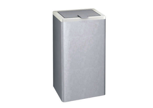 HEWI Papierabfallbehälter Serie 805 m. Deckel, 25 Liter, Edst. signalweiß