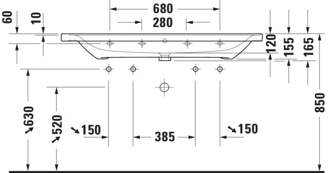 Duravit D-Neo Waschtisch 1205mm, weiß mit ÜL, mit HLB, 2HL