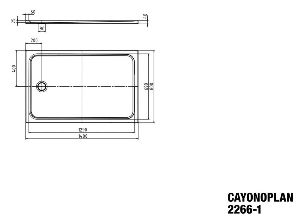 KA DW CAYONOPLAN Mod.2266-1,800x1400x40 mm,schwarz matt 100,Invisible Grip