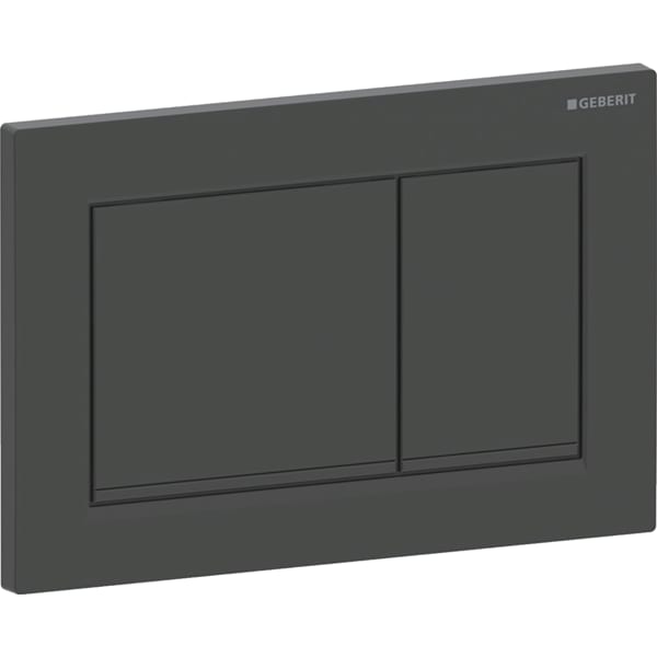 Geberit Omega20 Betätigungsplatte, eckig 2-M-Sp., swm, Etc /schwarz glänzend