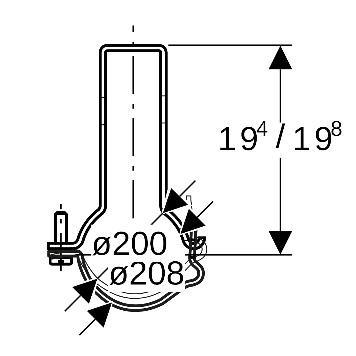 Geberit Pluvia Rohrschelle verstellbar mit Sicherungsbügel d200/208