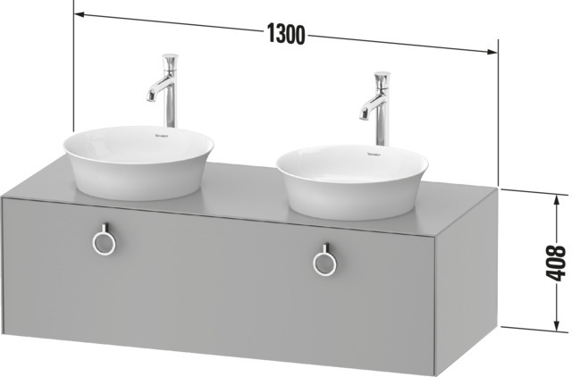 Duravit WTU wandh.White Tulip,1 Aus.,m.Griff Aus.b,408x1300x550,Eiche N.M./Graph.Sdm