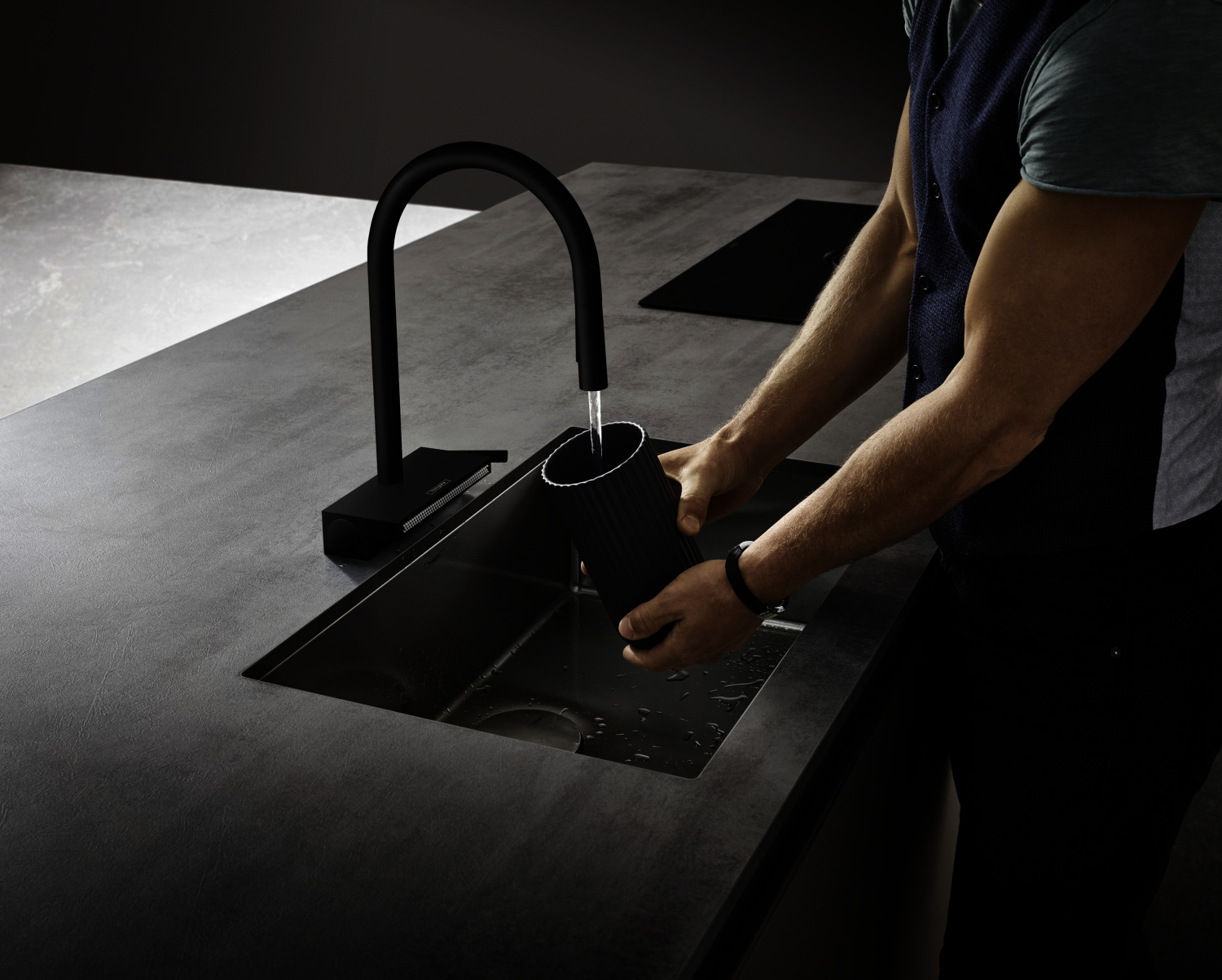 Hansgrohe Spültischmischer 170 Aquno Select M81 Ausziehbrause 3jet sBox mattschwarz