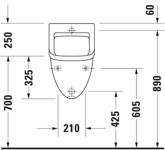 Duravit Urinal Starck 3, Zulauf von hinten absaugend,o.Deckel,o.Fliege,weiß,HYG