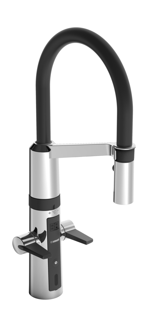 Hansa Küchenarm. HANSAFIT 6525 2-strahlig 230/5 V Ausld. 200 mm DN15 chr