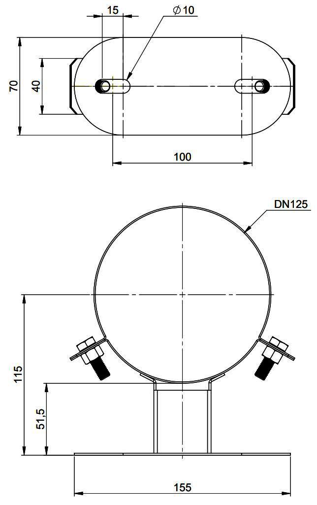 MHG Wandabstandhalter PP/Edelstahl 50 mm, DN 80/125