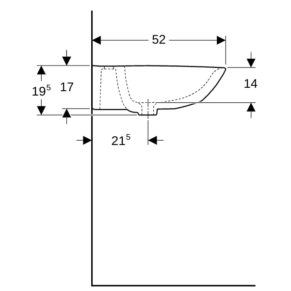 Geberit Renova Waschtisch, 70x52cm m. Hl. mittig, o. Ül., weiß, KeraTect