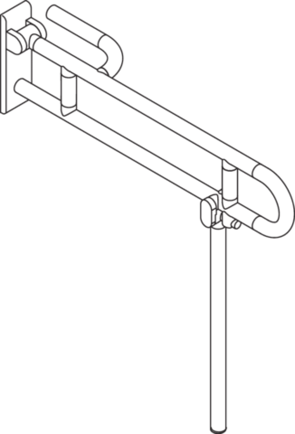 HEWI SK-Griff drehb Ser 801, L:850, li, m. Bod-St., Stützlast 300 kg signalweiß