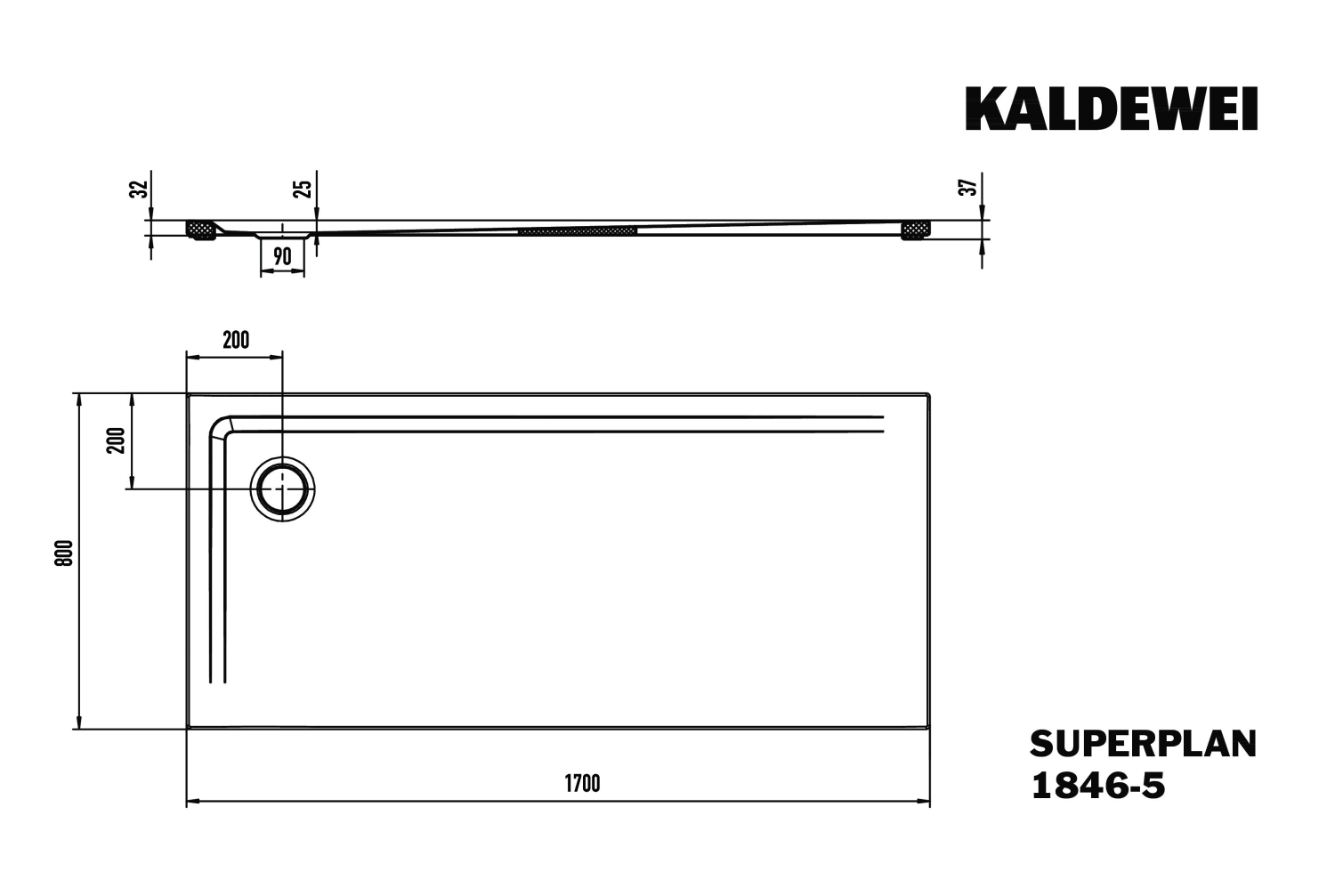 KA DW SUPERPLAN Mod.1846-5,1700x800mm, alpwm,SEC,Wt extrafl.