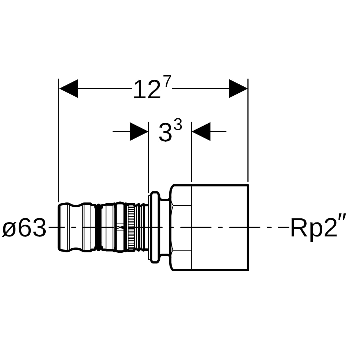 Geberit Mepla Übergang mit IG Rg d63-Rp2