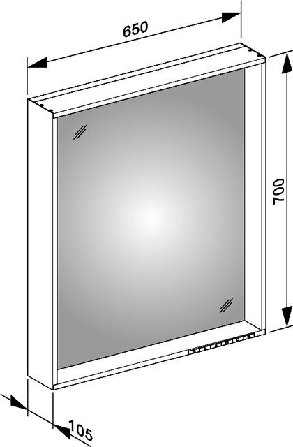 KEUCO Lichtspiegel X-Line 33298, mit Spiegelheizung, inox, 650x700x105mm