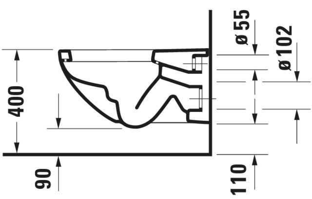 DU Wand-WC Architec 575 mm Tiefspüler, Durafix, weiß