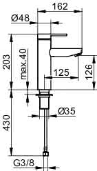 KEUCO EHM-WT-Mischer Plan blue 53902, groß, o.Ablaufgarnitur, verchromt